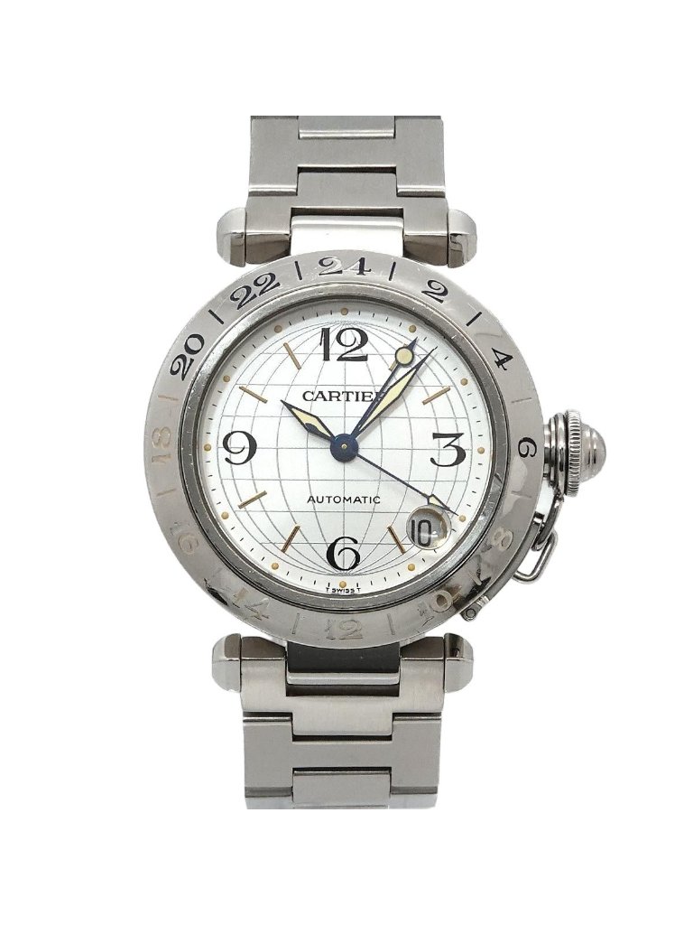 Cartier Pasha C Gmt Boys Watch Date Silver Automatic